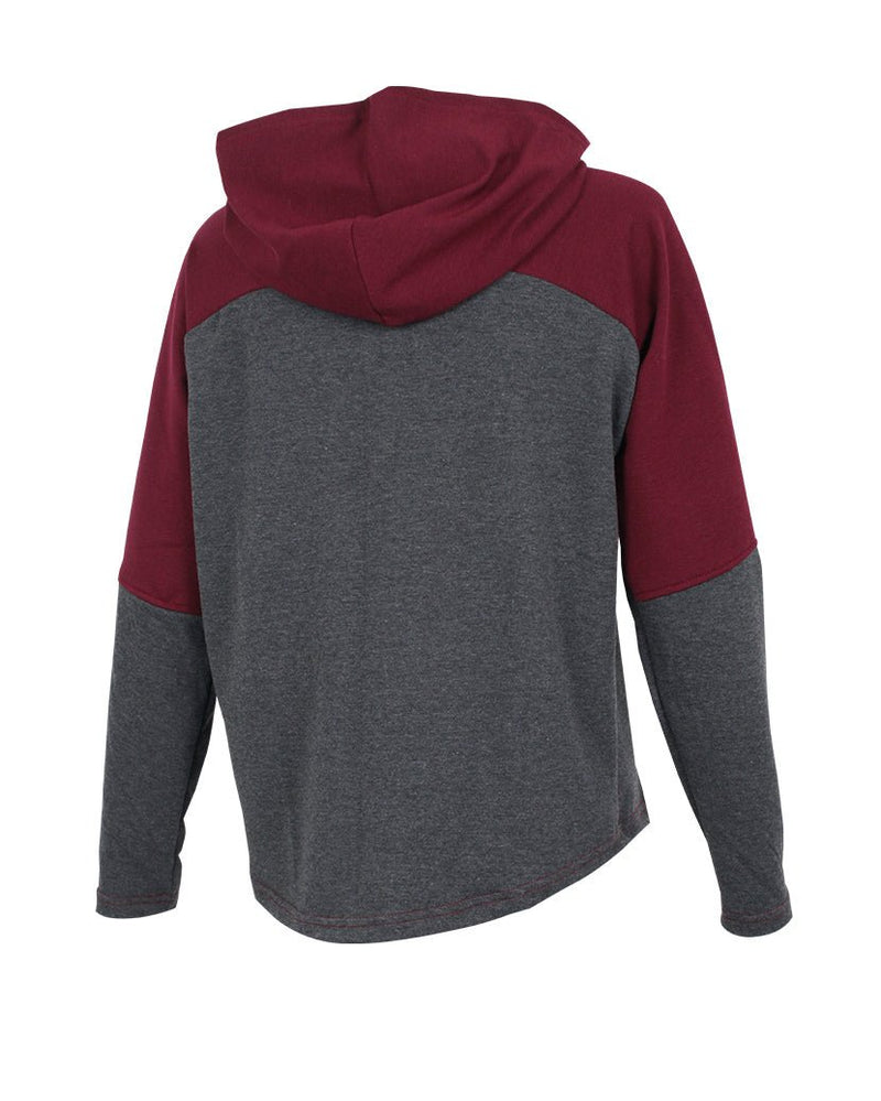 Hoodie Cooldown | Femme | Charcoal/ Bordeaux in TMA-268WC-UP by TREES Mountain Apparel