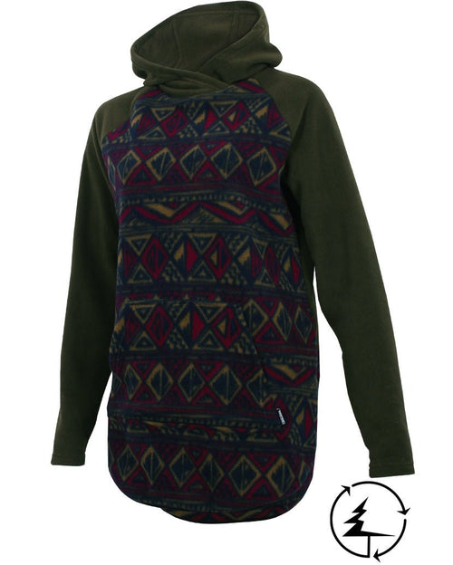 Hoodie en laine polaire CAMPFIRE | OLive/ Bordeaux in TMA-267.9WC by TREES Mountain Apparel
