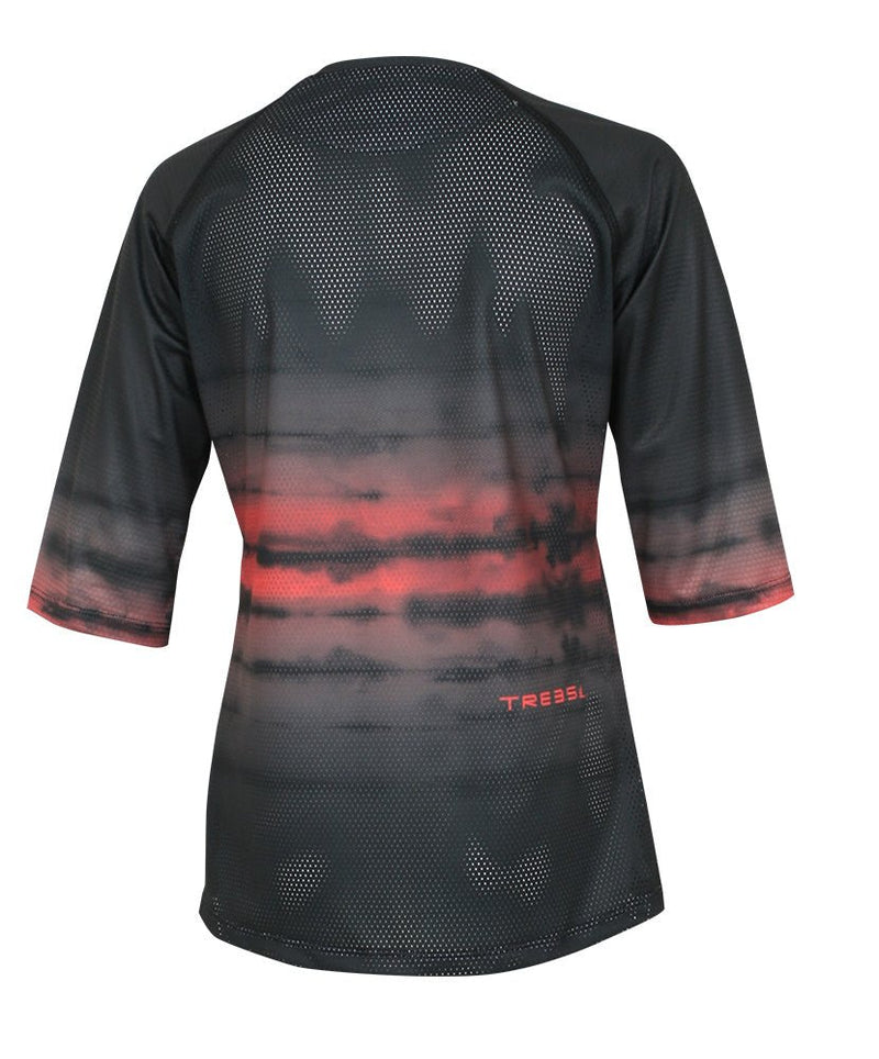 Maillot de Vélo ENDURO FLOW | Noir/Hot Coral in TMA-250.8WC by TREES Mountain Apparel