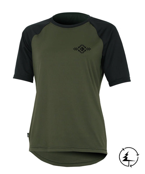 Maillot de Vélo FLIGHT SS | Olive/ Black in TMA-255.7WC-UP by TREES Mountain Apparel