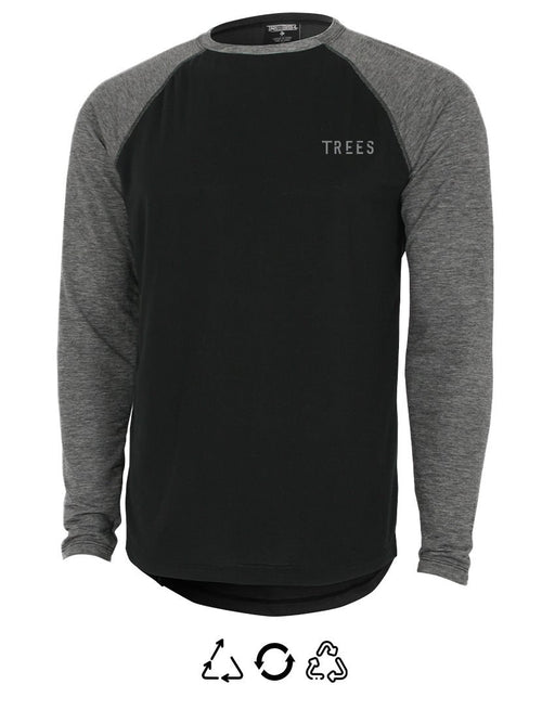 Maillot de Vélo L/S Mérinos THE ONE | Noir/Charcoal in TMS-253.2MC-LS by TREES Mountain Apparel