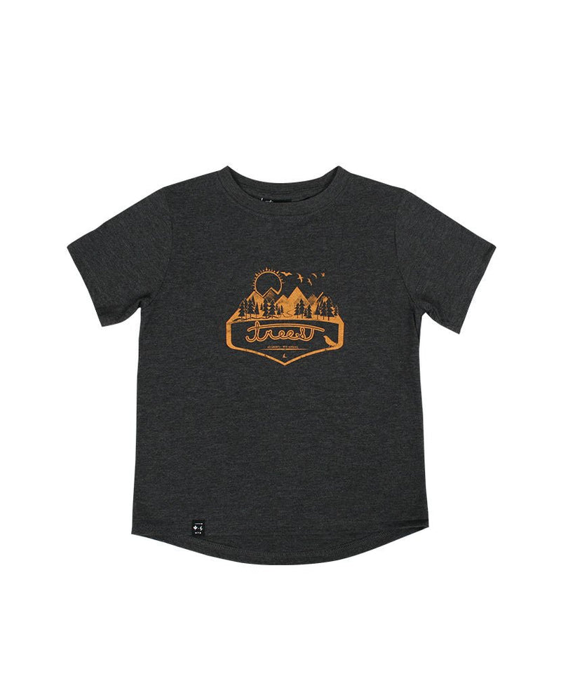 Manches courtes Jr LANDSCAPE | Charcoal in TMA-140YC by TREES Mountain Apparel